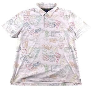 William Murray Performance Polo Mens XL Distillery Whiskey Bourbon Print Stretch
